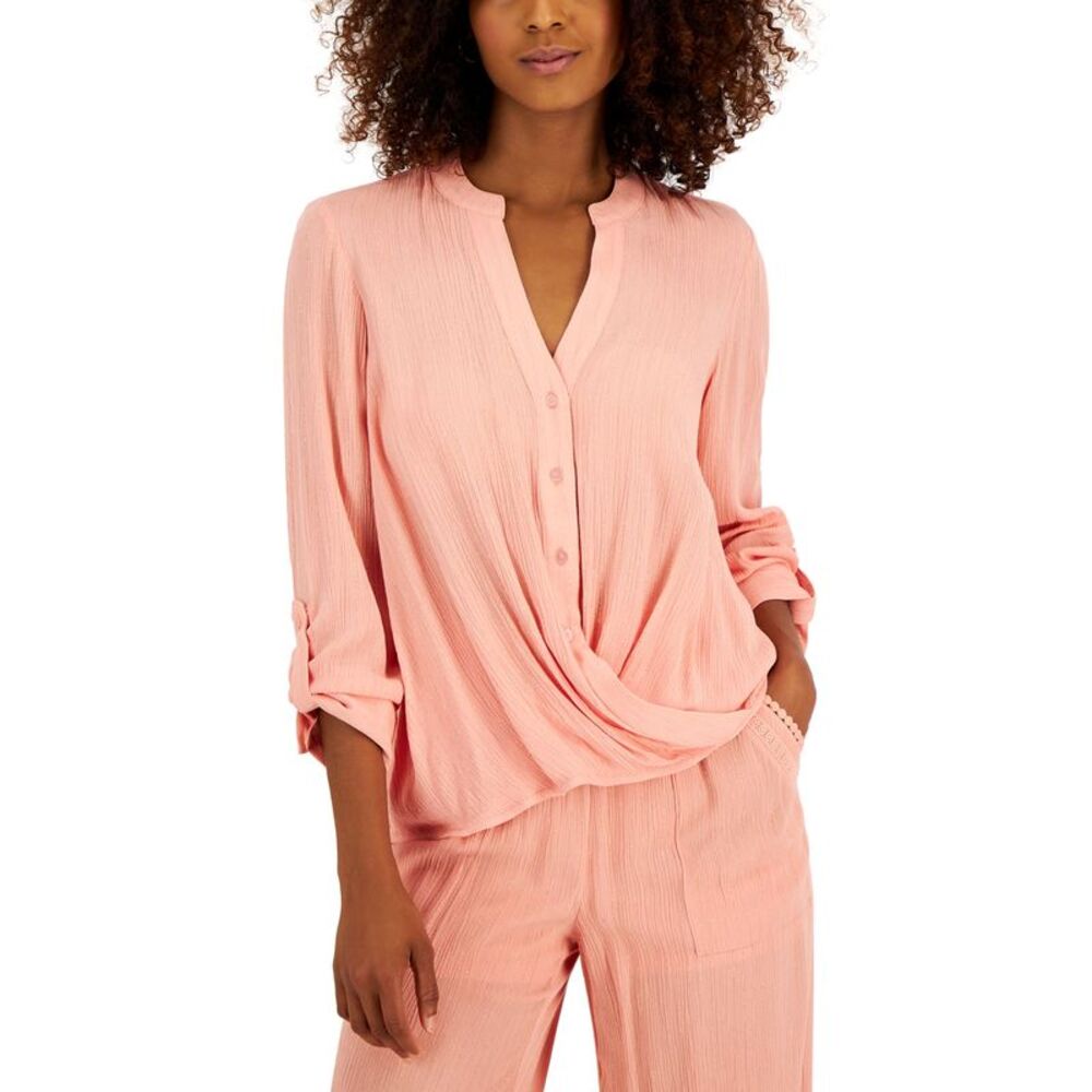 INC International Concepts Womens Button Down Front Twist Blouse